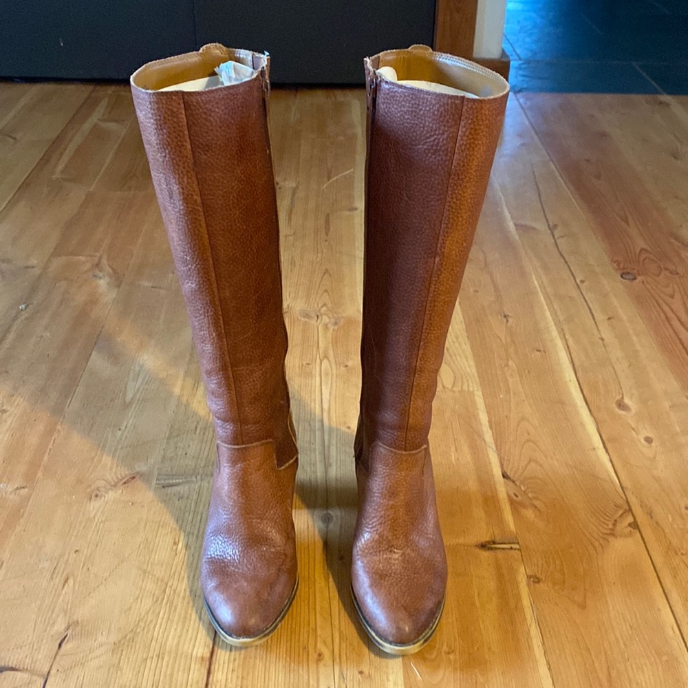 Lucky Brand Brown Leather Knee-High Heeled Boots